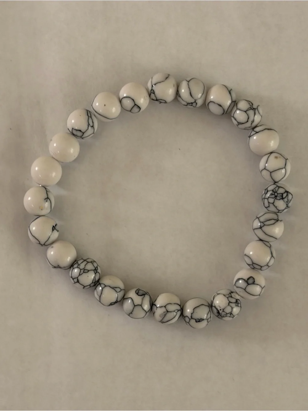 White Howlite Beaded Stretch Bracelet